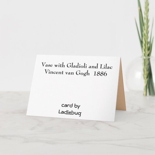 De Vaas van Vincent van Gogh met Gladioli en Bedankkaart (Achterkant)