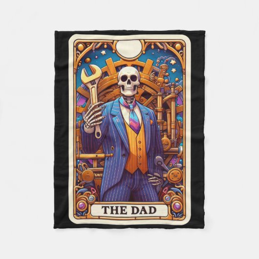 De Vader Tarotkaart Skelet Vaderdag Daddy Papa Fleece Deken (Voorkant)