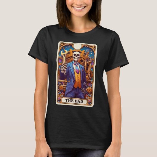 De Vader Tarotkaart Skelet Vaderdag Papa Opa T-shirt (Voorkant)