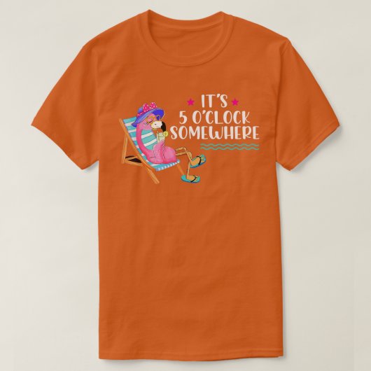 De Vakantie van de knol Drink Flamingo zijn 5 OClo T-shirt (Design voorkant)
