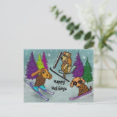 De Vakantie van de Ski van het puppy prettige Feestdagenkaart (Staand voorkant)