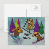 De Vakantie van de Ski van het puppy prettige Feestdagenkaart (Voorkant / Achterkant)