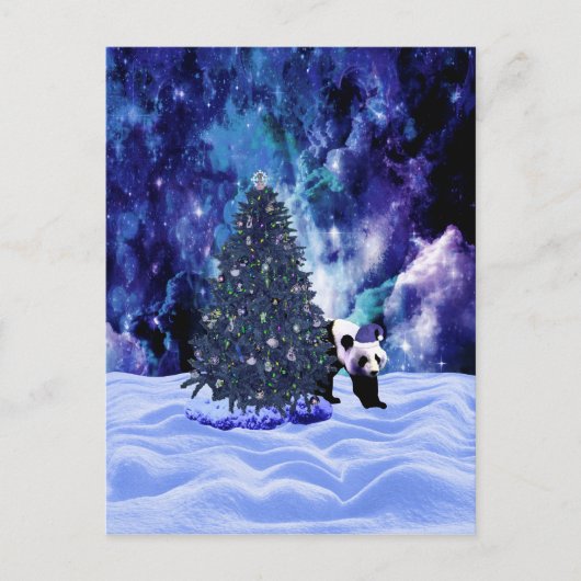 De Vakantie van Kerstmis van de panda bij de Feestdagenkaart (Voorkant)