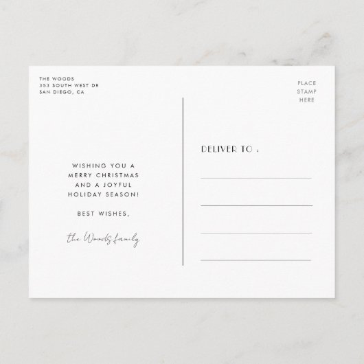 De vakantiefoto van Modern Season Greetings Briefkaart (Achterkant)