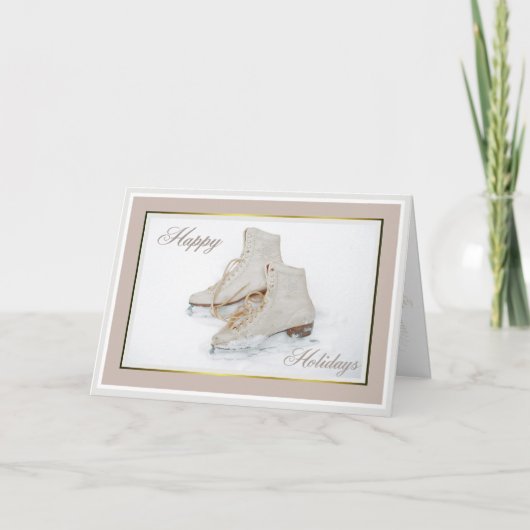 De vakantiewenskaart van schaatsen feestdagen kaart (Voorkant)