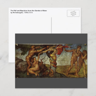 De val en verdrijving van Michelangelo, Tuin van E Briefkaart