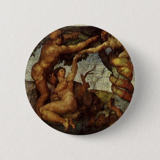 De val en verdrijving van Michelangelo, Tuin van E Ronde Button 5,7 Cm (Voorkant)