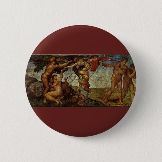 De val en verdrijving van Michelangelo, Tuin van E Ronde Button 5,7 Cm (Voorkant)