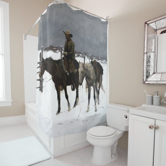 De val van de cowboy 1895 Frederic Remington Douchegordijn (In situ)