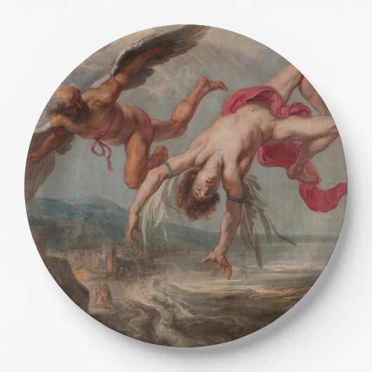 De val van Icarus (door Jacob Peter Gowy) Papieren Bordje (Voorkant)