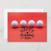 De Valentijnsdag met golfballen staat op rood Briefkaart (Voorkant / Achterkant)