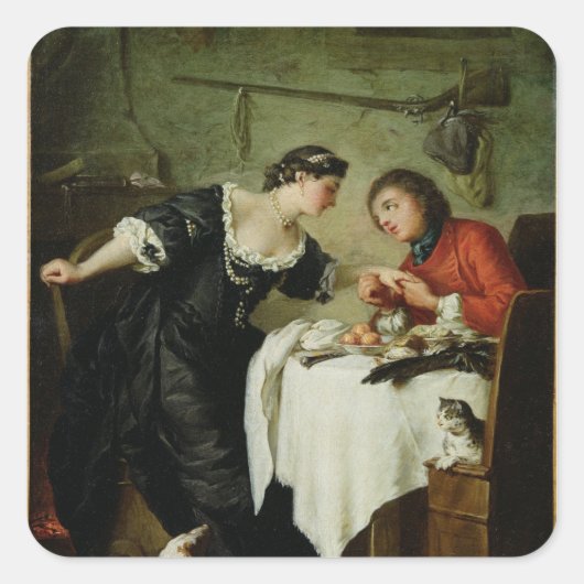 De valk, van de Fables of Fontaine Vierkante Sticker (Voorkant)