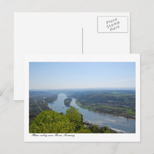 De vallei van Rijn dichtbij Bonn, Duitsland Briefkaart (Voorkant / Achterkant)