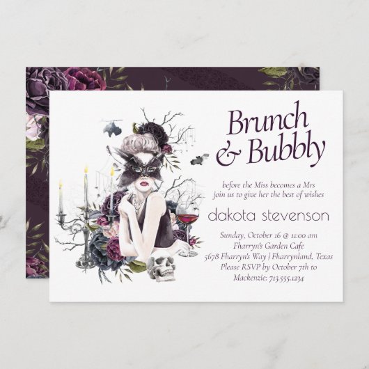 De vampier | Moody Gothic Glam Champagne Brunch Kaart (Voorkant / Achterkant)