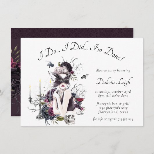 De vampier | Moody Gothic Glam Echtscheidingsfeest Kaart (Voorkant / Achterkant)