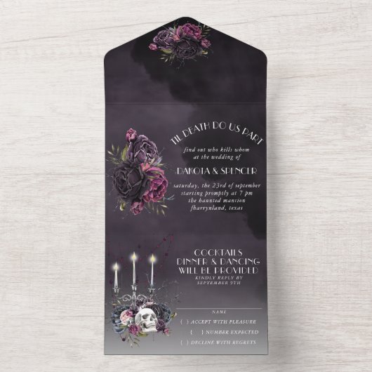 De vampier | Moody Gothic Vampy Glam All In One Uitnodiging (Binnen)