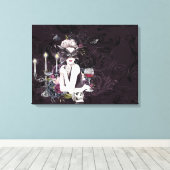 De vampier | Moody Gothic Vampy Glam Bleke Skin Canvas Afdruk (Insitu (Houten vloer))