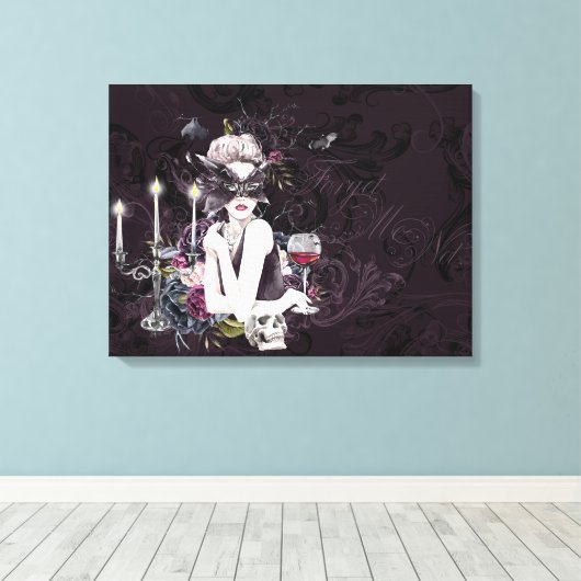 De vampier | Moody Gothic Vampy Glam Bleke Skin Canvas Afdruk (Insitu (Houten vloer))