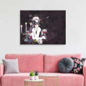 De vampier | Moody Gothic Vampy Glam Bleke Skin Canvas Afdruk (Insitu (Woonkamer))