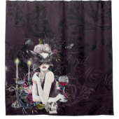 De vampier | Moody Gothic Vampy Glam Bleke Skin Douchegordijn (Voorkant)