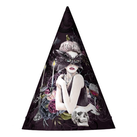 De vampier | Moody Gothic Vampy Glam Bleke Skin Feesthoedjes (Voorkant)