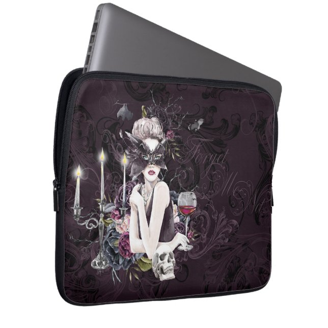 De vampier | Moody Gothic Vampy Glam Bleke Skin Laptop Sleeve (Voorkant Rechts)