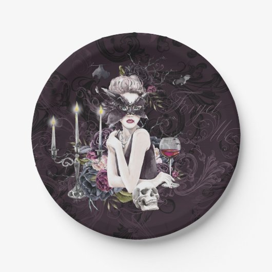 De vampier | Moody Gothic Vampy Glam Bleke Skin Papieren Bordje (Voorkant)