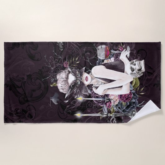 De vampier | Moody Gothic Vampy Glam Bleke Skin Strandlaken (Voorkant)