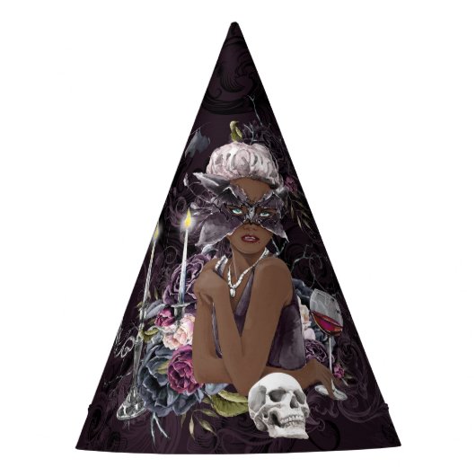 De vampier | Moody Gothic Vampy Glam Dark Skin Feesthoedjes (Voorkant)