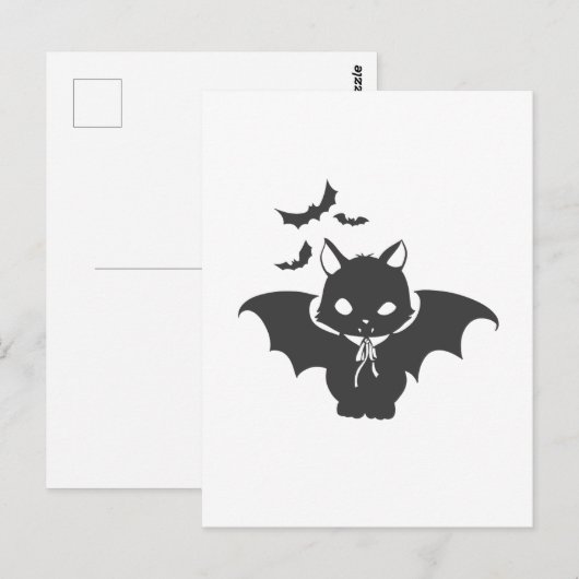 De vampierkat heeft een canine - Kies achterkleur Briefkaart (Voorkant / Achterkant)