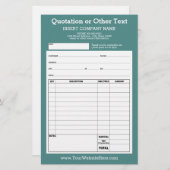 De Van de Bedrijfs vorm Citaat of de Factuur kan k (Voorkant / Achterkant)