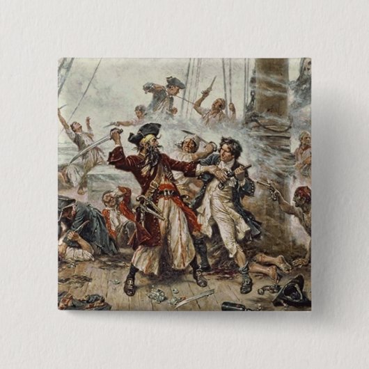 De vangst van Blackbeard Vierkante Button 5,1 Cm (Voorkant)