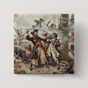 De vangst van Blackbeard Vierkante Button 5,1 Cm