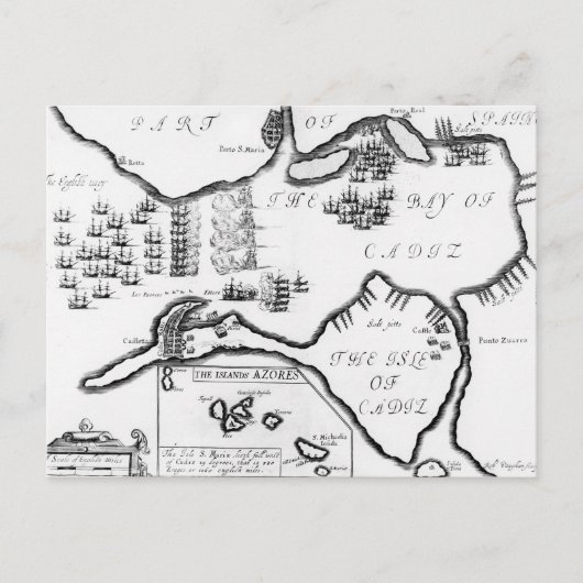 De vangst van Cádiz in 1596 (graving) Briefkaart (Voorkant)