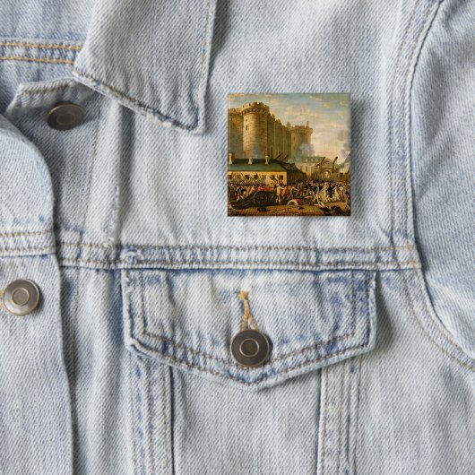 De vangst van de Bastille, 14 juli 1789 Vierkante Button 5,1 Cm (In situ)