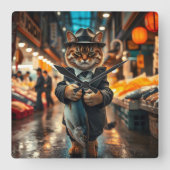 De vangst van de kattenvader vierkante klok (Voorkant)