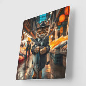 De vangst van de kattenvader vierkante klok (Hoek)