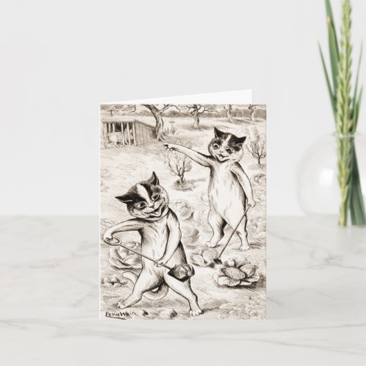 De Varken is in de Chicken Coop door Louis Wain Bedankkaart (Voorkant)