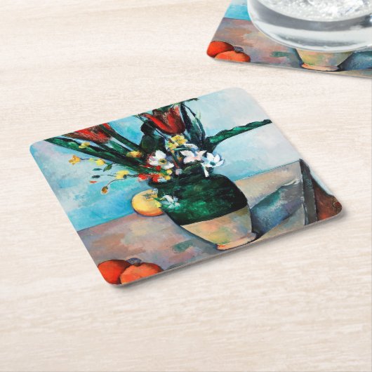 De Vase van Tulpen, Paul Cezanne Kartonnen Onderzetters (Schuin)