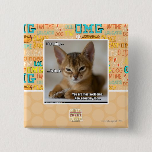 De veer is dood. vierkante button 5,1 cm (Voorkant)