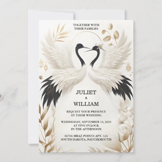 De Veer Rustieke Aziatische Sky Cloud Crane Bruilo Kaart (Voorkant)