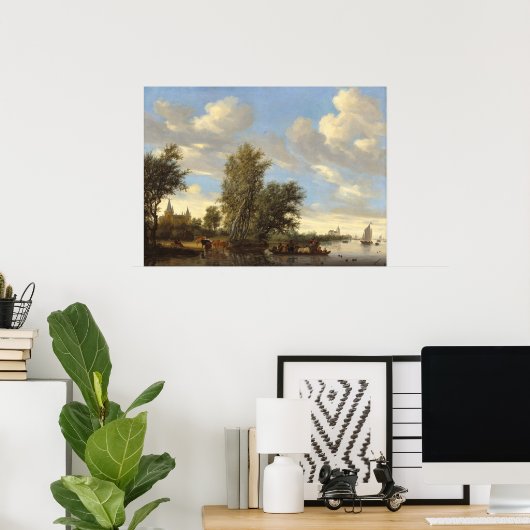 De veerboot - Salomon van Ruysdael Fine Art Poster (Thuiskantoor)