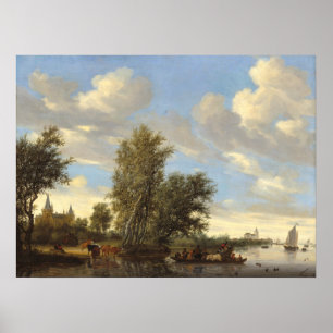 De veerboot - Salomon van Ruysdael Fine Art Poster
