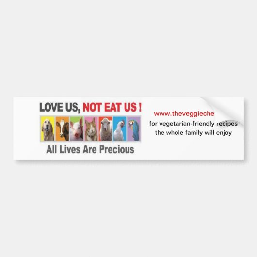 De Veggie Chef Bumpersticker. Bumpersticker (Voorkant)