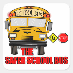 De veiligere schoolbus vierkante sticker