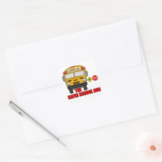 De veiligere schoolbus vierkante sticker (Envelop)