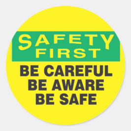De veiligheid eerst, let op ronde sticker