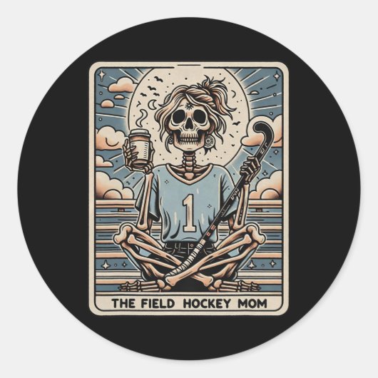 De veldhockeymoeder Tarrot Card Ronde Sticker (Voorkant)