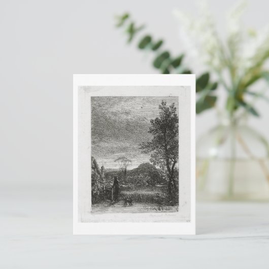 De veldleeuwerik (etsen) briefkaart (Staand voorkant)