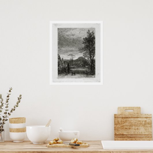 De veldleeuwerik (etsen) poster (Keuken)